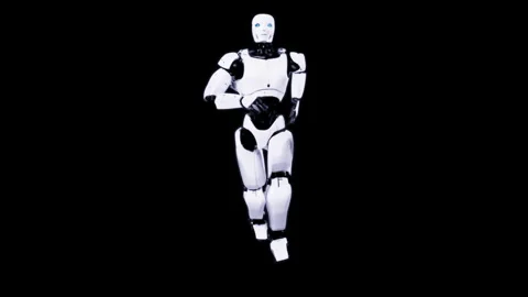 Futuristic Humanoid Robot on Black Background Showcasing Technological Inno.. Stock Footage 339055441