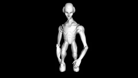 Futuristic Humanoid Robot Design in a Minimalist Black Background Stock Footage 339054051