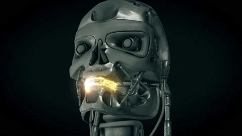 Futuristic Humanoid Robot Head Stock Footage 145273841