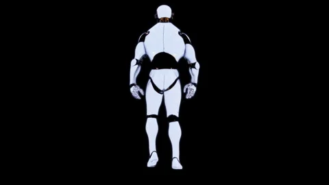 Futuristic Humanoid Robot Silhouette on Black Background Stock Footage 339055339