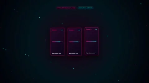 Futuristic Hyper-Gateway Interface Displaying Warp Synchronization Stock Footage 347895687