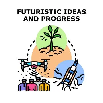 Futuristic ideas and progress in technology and innovation イラスト素材