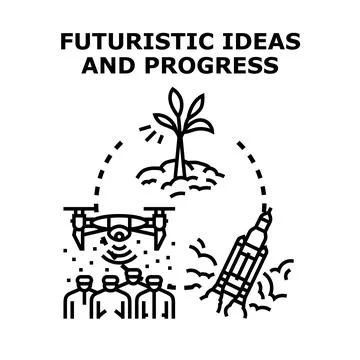 Futuristic ideas and progress in technology and innovation イラスト素材