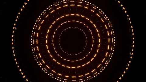 A futuristic illustration of the abstract circle patterns with golden lights  Stock Illustration
