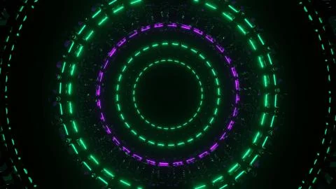 A futuristic illustration of the abstract circle patterns with lights on a da Stock Illustration