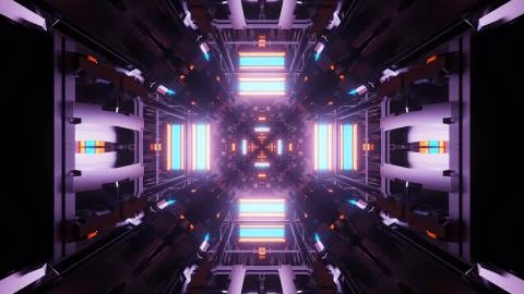 Futuristic illustration of the abstract lights pattern on a dark background Stock Illustration
