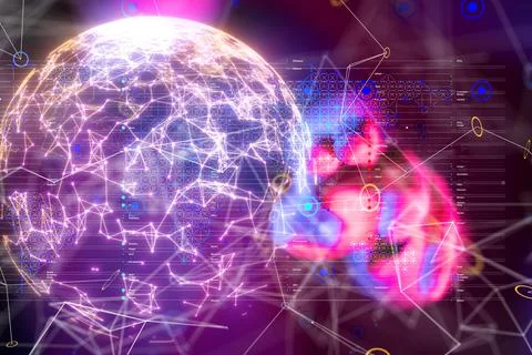 Futuristic illustration of the globe with connections Illustrazione stock