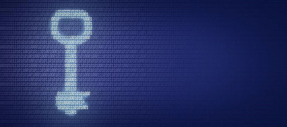 Futuristic illustration of key drawn on binary code Illustrazione stock