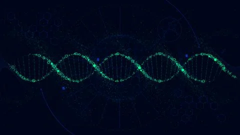 Futuristic illustration of the structure of DNA, Sci-Fi interface, vector bac Ilustración de archivo
