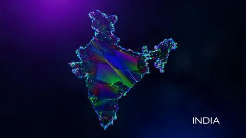 Futuristic India Map Polygona Connected Lines Dots And Facet Wireframe Network Stockillustratie
