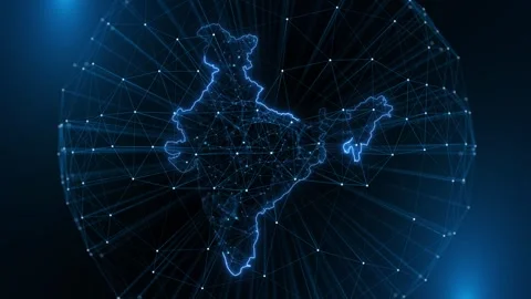 Futuristic India Technology Map with Cyber Network and Connectivity 스톡 동영상 342626807