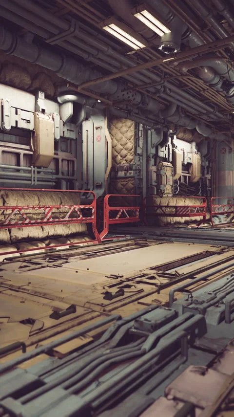 Futuristic industrial corridor with intricate sci fi details Stock Footage 347189407