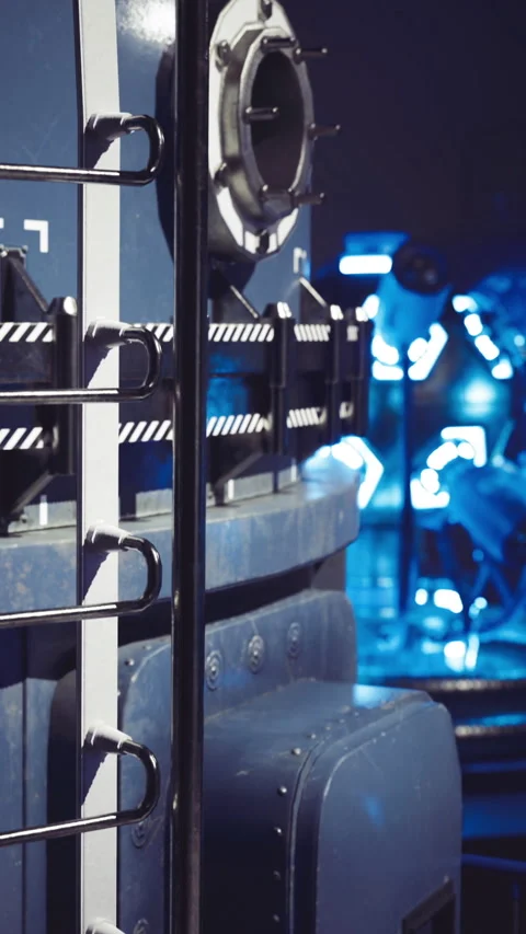 Futuristic industrial design captures vibrant energy in a creative space Stock Footage 331829674