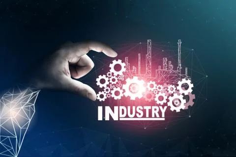 Futuristic industry 4.0 engineering concept. Stock Illustration