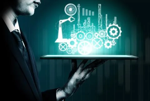 Futuristic industry 4.0 engineering concept. 스톡 일러스트