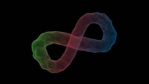 Futuristic infinity symbol waving. Icon form of infinite rotating, Video stock 102222081