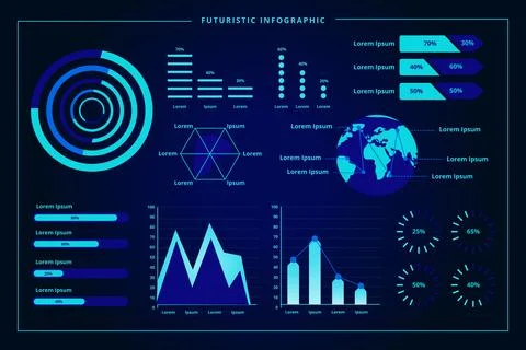 Futuristic infographic collection template Stock Illustration