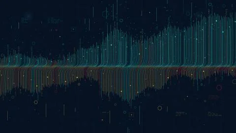 Futuristic infographics data thread visualization profit and loss schedule, s Stock Illustration