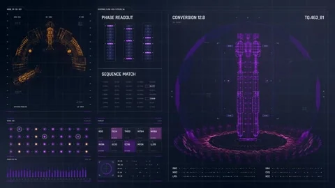 Futuristic information Hud screen with 2D and 3D visual elements Stock Footage 289067636