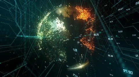 Futuristic information technology big data cloud computing AI IOT concept  Stock Illustration