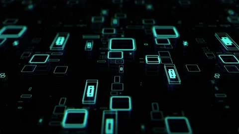 Futuristic information technology concept. Colorful 3d abstract render with Stock Footage 147457994