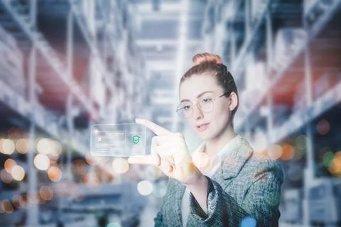 Futuristic Innovation Technology Intelligence Online Payment, Business Woman  Stock Photos