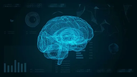 Futuristic Interface. Abstract background with Brain HUD and plexus. Stock Footage 77331825