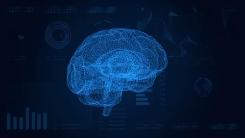 Futuristic Interface. Abstract background with Brain HUD and plexus. Video stock 77332207