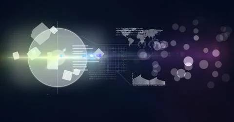 Futuristic interface against blue background Stock Illustration