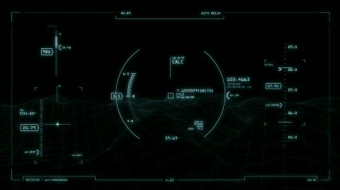 Futuristic interface animation with 3d terrain - HD (Seamless Loop) Stock Footage