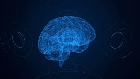Futuristic Interface. Brain, HUD and plexus Stock Footage 77378989