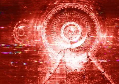 Futuristic interface with cyborg Stock Illustration