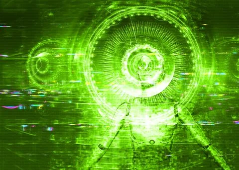 Futuristic interface with cyborg Stock Illustration