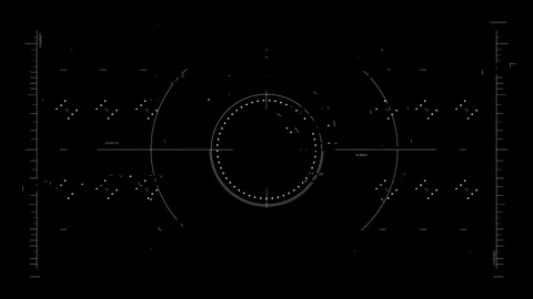 Futuristic Interface Design with Circular and Grid Elements in Digital Displa Stock Footage 341374362