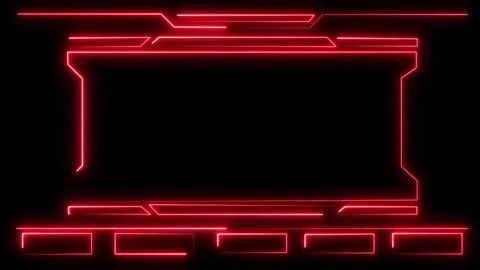 Futuristic interface design with glowing red neon lines on black background. Video stock 337805512