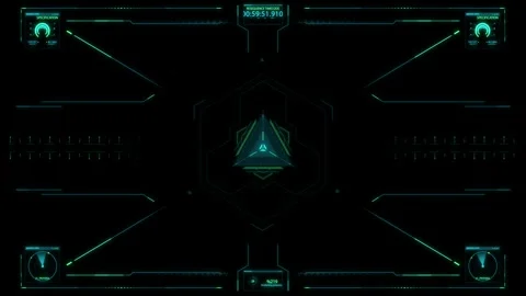 Futuristic Interface Design with Neon Green Glowing Elements and Geometrica.. Video stock 341917957