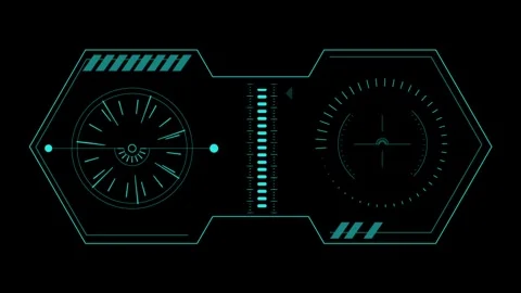 Futuristic Interface with Digital Blue Neon Graphics and Dials 스톡 동영상 341917898