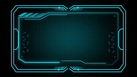 Futuristic interface display with grid overlay and glowing borders in dark .. Stock Footage 337367476