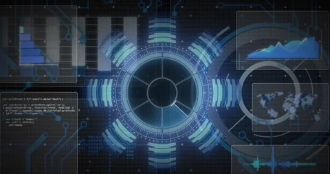 Futuristic interface displays advanced analytics and data visualization Stock Footage 310978927
