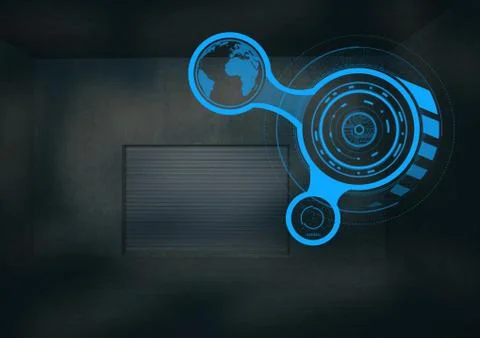 Futuristic interface elements on dark background Stock Illustration