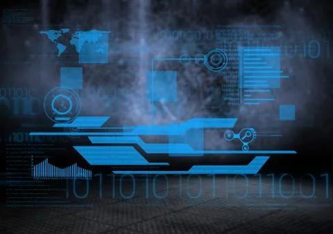 Futuristic interface elements on dark background Stock Illustration