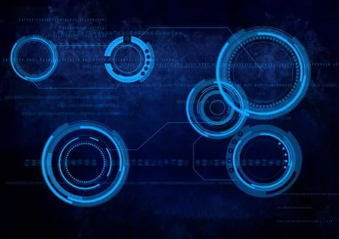 Futuristic interface elements on dark background Stock Illustration