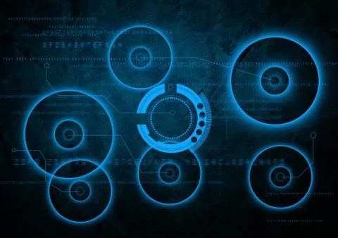 Futuristic interface elements on dark background Stockillustratie