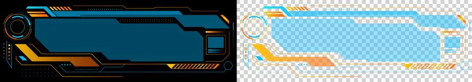 Futuristic Interface Frame with Blue and Orange Geometric Elements 库存插图