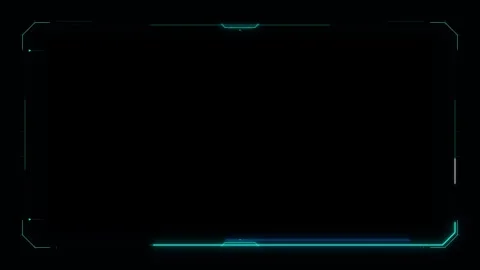Futuristic interface frame with bright cyan and blue neon accents on a dark.. 動画素材 335826593