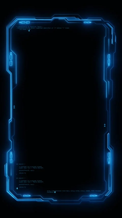 Futuristic interface frame neon border, coding details, empty center, sci tech s Stock Footage 340467762
