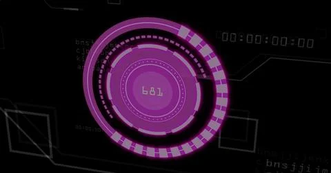 Futuristic interface with glowing elements dominates the scene Foto stock