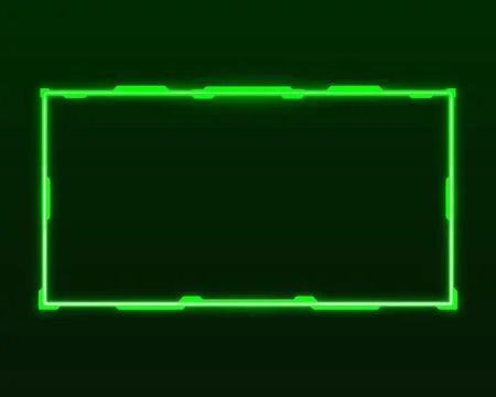 Futuristic interface green neon stream overlay glowing screen border frame Stock Illustration