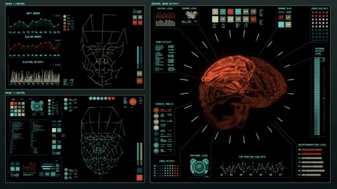 Futuristic interface | HUD | Brain analysis Stock Footage 77570583