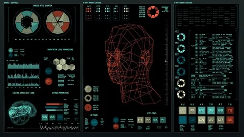 Futuristic interface | HUD | Brain analysis Stock Footage 77570595
